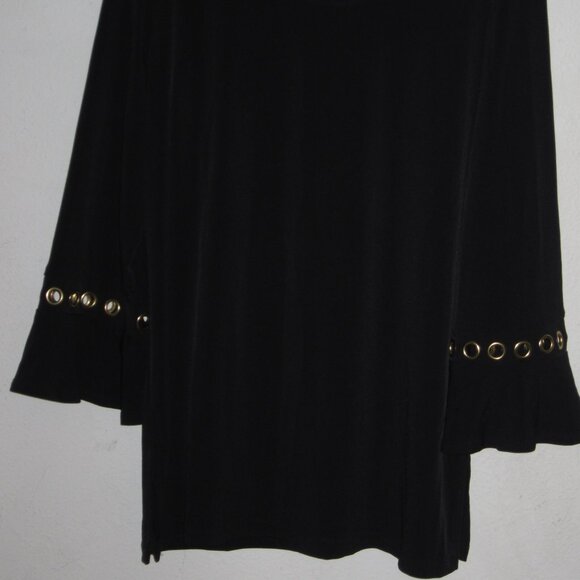 Susan Graver Tunic Top with Grommets in Black Size Small - Picture 2 of 7